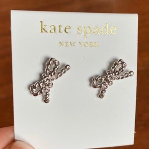 NIB Kate Spade Silver Rope Bow Earrings